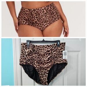 Torrid 2 Leopard Ruched Bikini Bottom